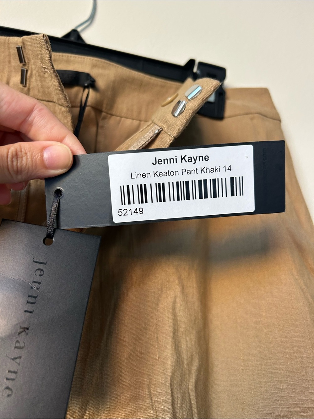 Jenni Kayne Linen Keaton Pants Khaki Wide Leg Trousers Size 14 NWT Luxury Work - Picture 10 of 14